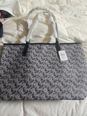 Coach Signature Monogram Tote in Black and White